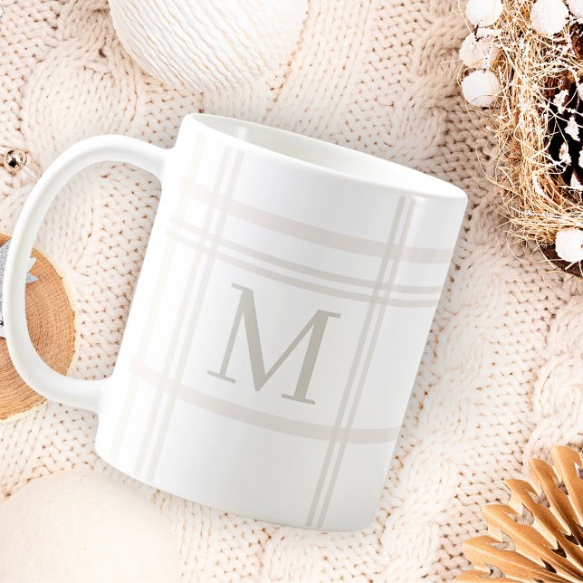 Monogram Classic Elegant Minimaler Karierter Name Kaffeetasse (Von Creator hochgeladen)