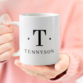 Monogram Classic Elegant Schwarz-weißer Anfangsnam Kaffeetasse