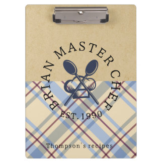 Monogram classic farmhouse style kraft paper Plaid Klemmbrett