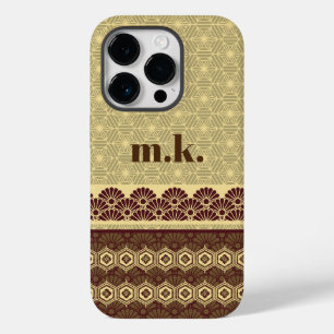 Monogram Classic Gold Blume Muster Case-Mate iPhone 14 Pro Hülle