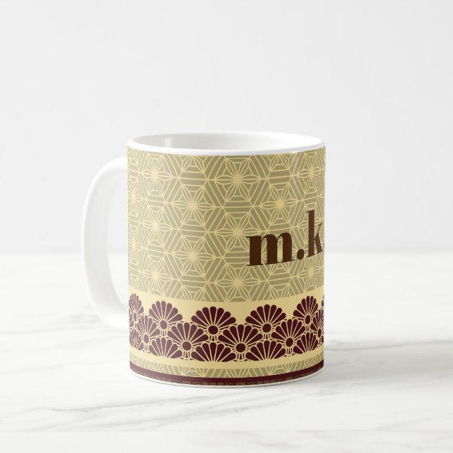 Monogram Classic Gold Blume Muster Kaffeetasse (Vorderseite Links)