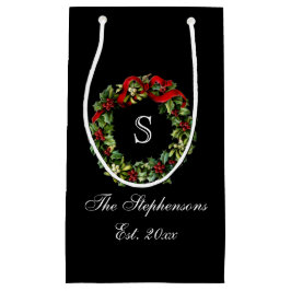 Monogram Classic Holly Wreath Custom Christmas Kleine Geschenktüte