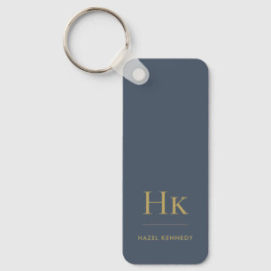 Monogram Classic Moderne Minimalistisch Navy und G Schlüsselanhänger