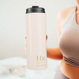 Monogram Classic Modernes Minimalistisch Blush Gol Thermosbecher