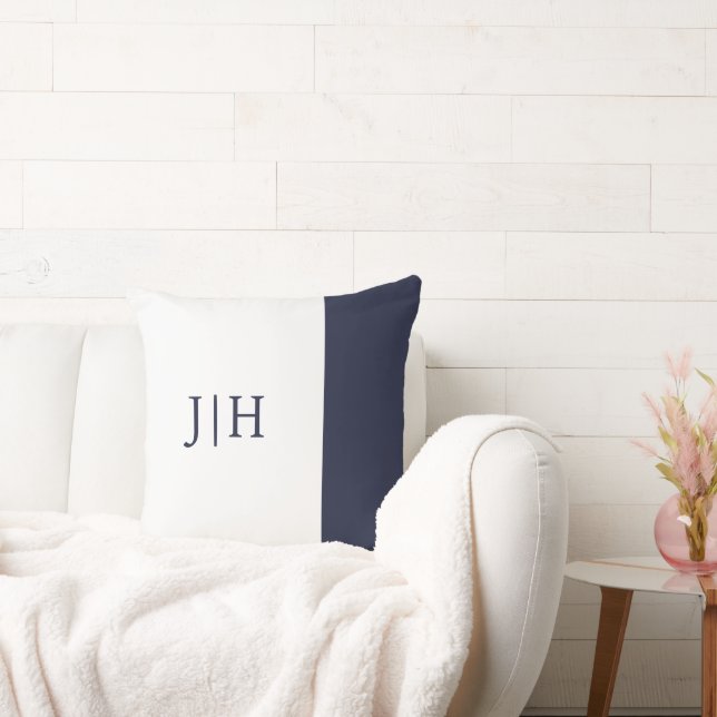 Monogram Classic Navy/White Wide Strip Kissen (Liege)