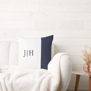 Monogram Classic Navy Wide Strip & White Kissen
