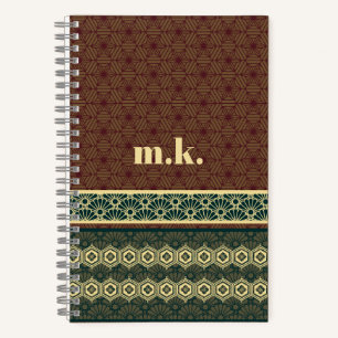 Monogram Classic Red Green Kikkou Muster Notizbuch