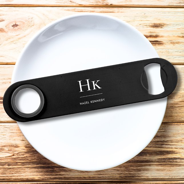 Monogram Classic Simple Modern Black Mit Monogramm Speed Flaschenöffner (Von Creator hochgeladen)