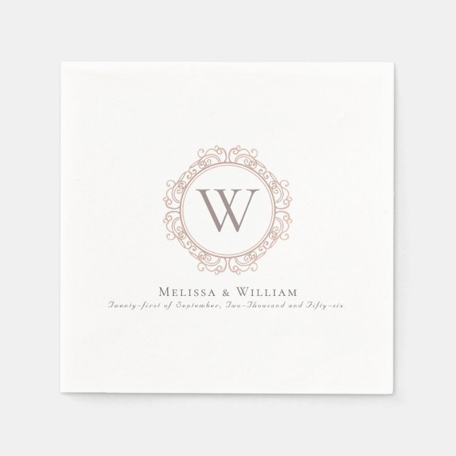 Monogram Classic Wappen Wedding Serviette (Vorderseite)