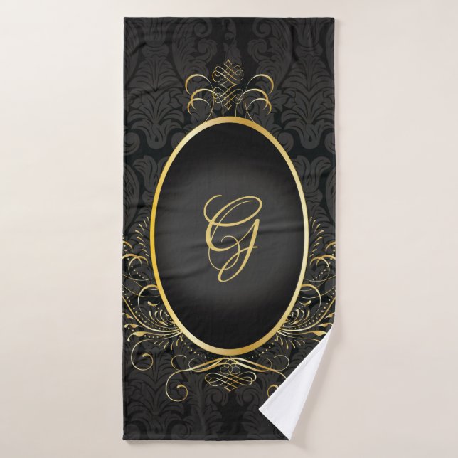 Monogram Classy Royal Style Towne en or noir (Serviette de bain)