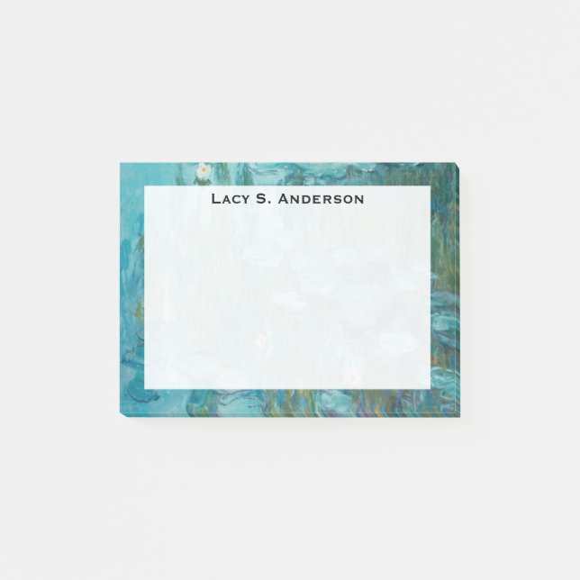 Monogram Claude Monet, Water Lilies, 1915, Aqua Post-it Klebezettel (Vorderseite)