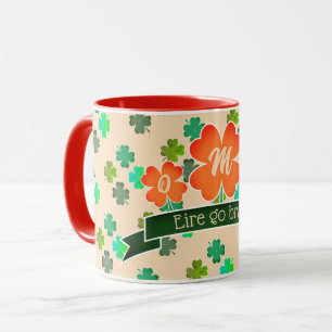 Monogram Clover Kleeblatt Pattern auf LICHT ORANGE Tasse