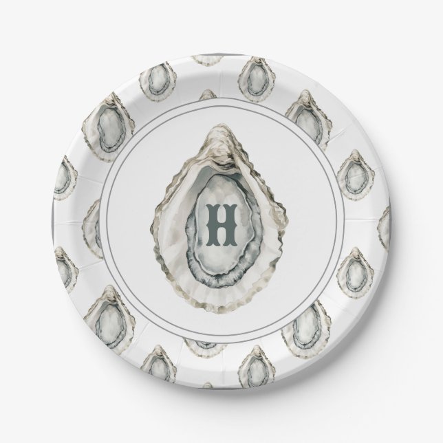 Monogram Coastal Oyster Pappteller (Vorderseite)