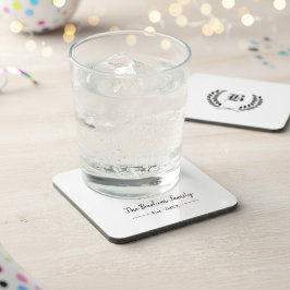 Monogram Coaster für personalisierte Familienname Getränkeuntersetzer