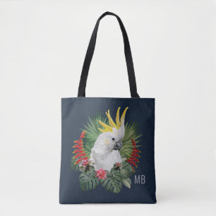 Monogram Cockatoo Bird Tropical Blume Stilvoll Tasche