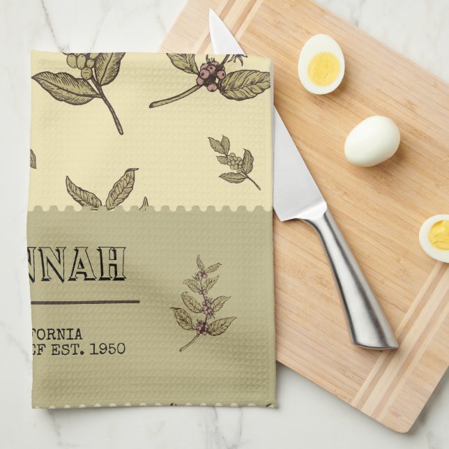 Monogram Coffee Pflanze Geschirrtuch (Viertel Falte)