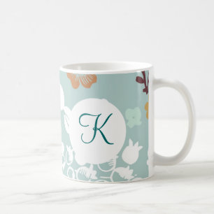 Monogram Coffee Tasse Blue Flowers