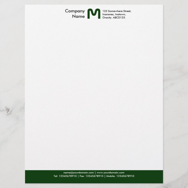 Monogram Color Footer - Dunkelgrün Briefkopf (Vorderseite)