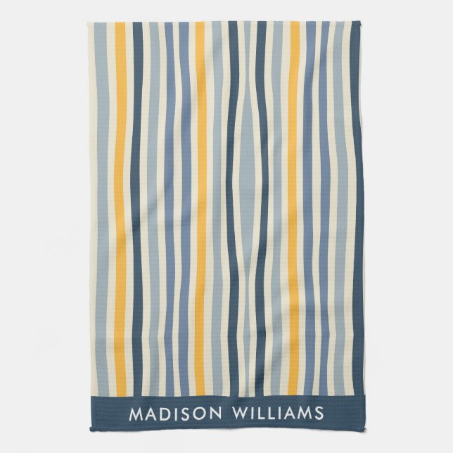 Monogram Colored Lines Elegant Stilvoll Geschirrtuch (Vertikal)