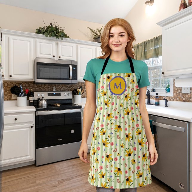 Monogram Coneflower Butterfly All-Over Print Apron Schürze (Monogram Coneflower Butterfly All-Over Print Apron)