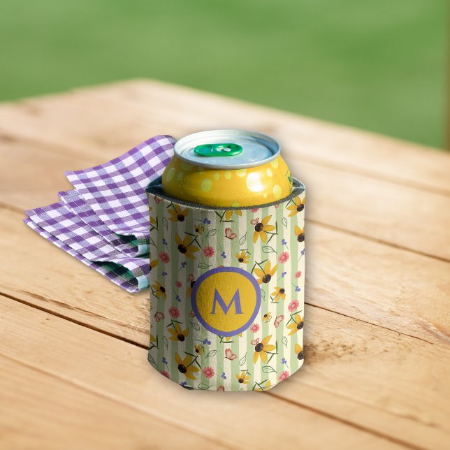 Monogram Coneflower Butterfly Floral Patterned Dosenkühler (Monogram Coneflower Butterfly Floral Patterned Can Cooler)