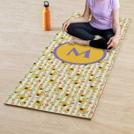 Monogram Coneflower Butterfly Floral Patterned Yogamatte
