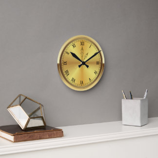 Monogram Contemporary Gold Runde Wanduhr