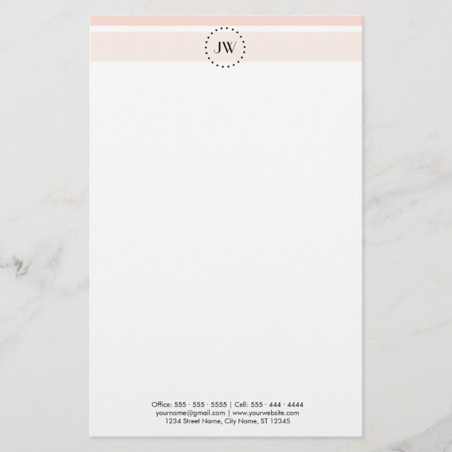Monogram Coral Elegant Beruflich Stationery Briefpapier (Vorderseite)