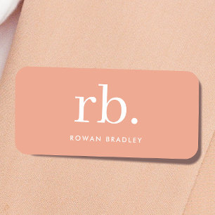 Monogram Coral Peach Elegante Feminine Minimalisti Namensschild
