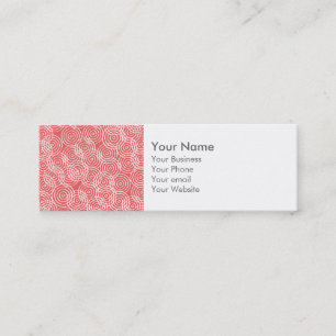 Monogram Coral Pink Ikat Circles Geometrisches Mus Mini Visitenkarte