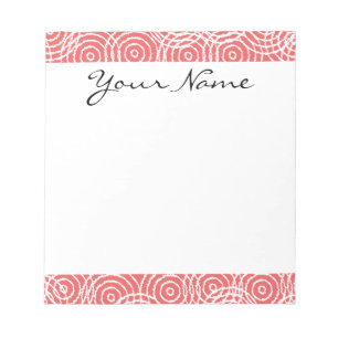 Monogram Coral Pink Ikat Circles Geometrisches Mus Notizblock
