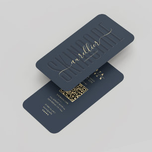 Monogram Cosmetologin Beautician Dark Blue Modern Visitenkarte
