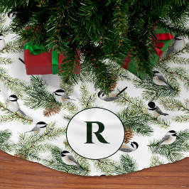 Monogram Country Christmas Birds Pine Branches Polyester Weihnachtsbaumdecke