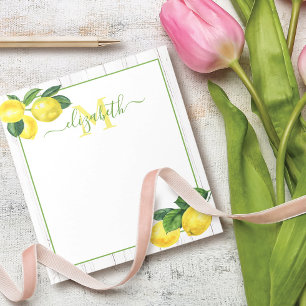 Monogram Country lemons Aquarell auf rustikalem Ho Notizblock