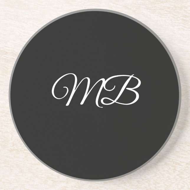 Monogram Couple Initial Schwarz-weiß Gift Favor Getränkeuntersetzer (Vorne)