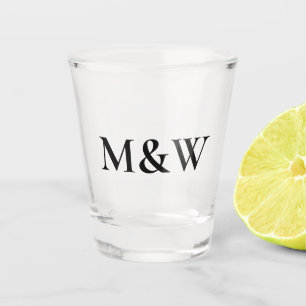 Monogram Couple Modern Black Schnapsglas