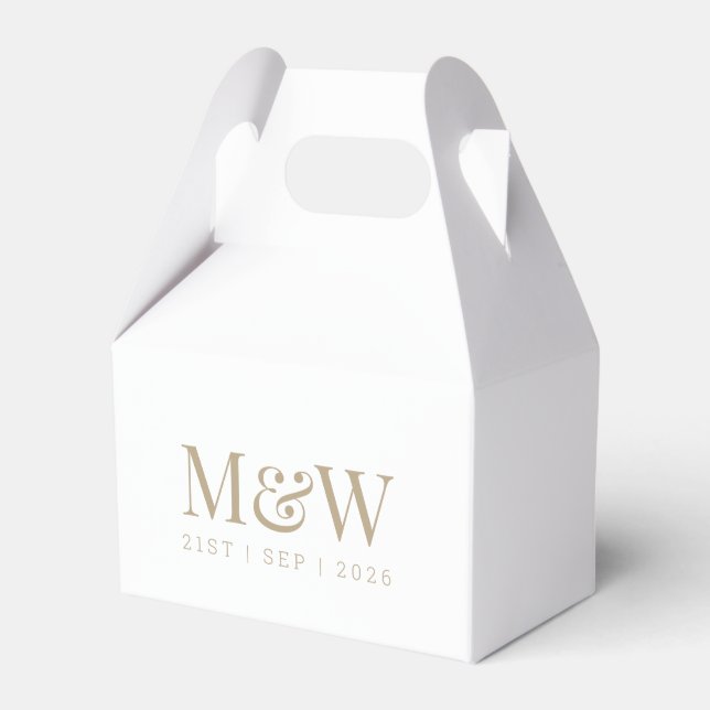 Monogram Couple's Modern Wedding Gold White Geschenkschachtel (Vorderseite)