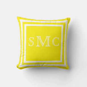 MONOGRAM coussin uni jaune blanc clair