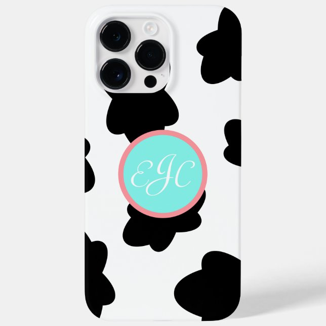 Monogram Cow Imprimer iPhone 14 Pro Max Coque (Verso)