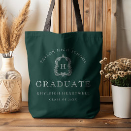 Monogram Crest Dark Green White Graduation Tasche