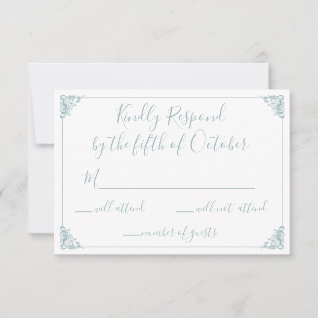 Monogram Crest Gold Dusty bleu mariage rsvp (Devant)
