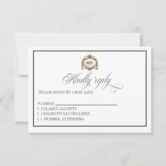 Monogram Crest RSVP card (Vorderseite)