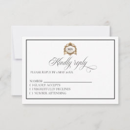 Monogram Crest RSVP card Karte