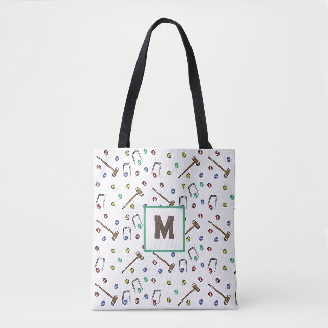 Monogram Croquet Niedlich HandGezeichnet Lawn Game Tasche (Vorderseite)