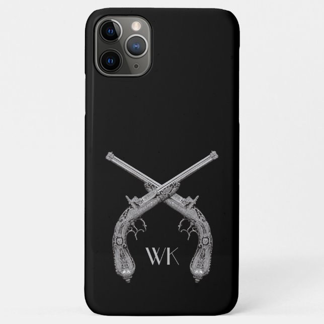 Monogram Crossed Pistolen Black Case-Mate iPhone Hülle (Rückseite)