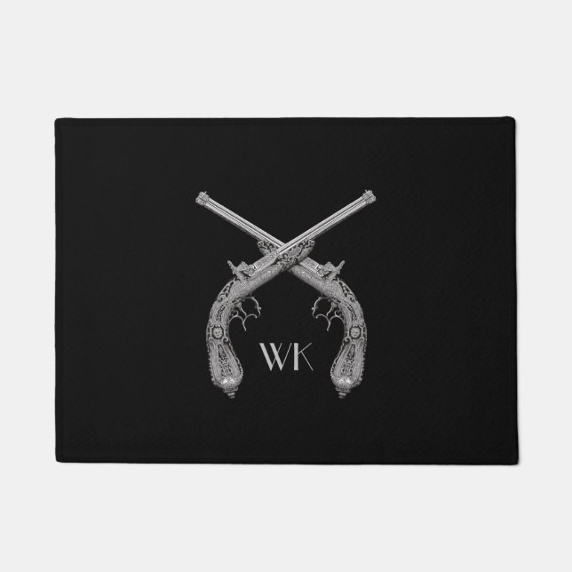 Monogram Crossed Pistolen Black Fußmatte (Vorderseite)