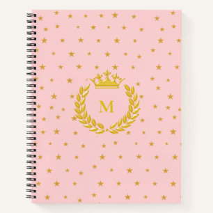 Monogram, Crown, Laurel & Gold Sterne auf Light Pi Notizbuch