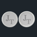 Monogram Cufflinks Manschetten Knöpfe<br><div class="desc">Sterling Silber plattierte Schellen in einer soliden Farbe Grau mit Monogram Initials. Passen Sie dieses Element an und ändern Sie die Initialen auf Ihre.</div>