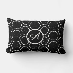 Monogram Custom B&W Lumbar Pillow personalisieren Lendenkissen