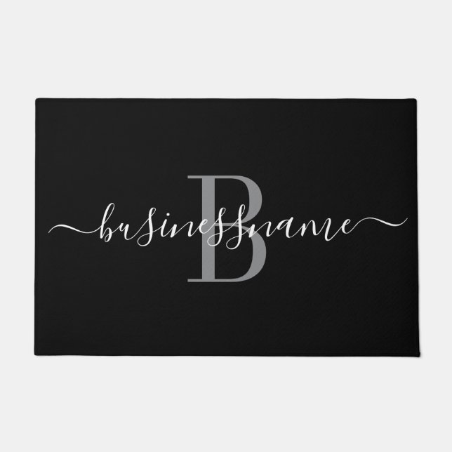 Monogram Custom Business Logo Schwarz und Weiß  Fußmatte (Vorderseite)